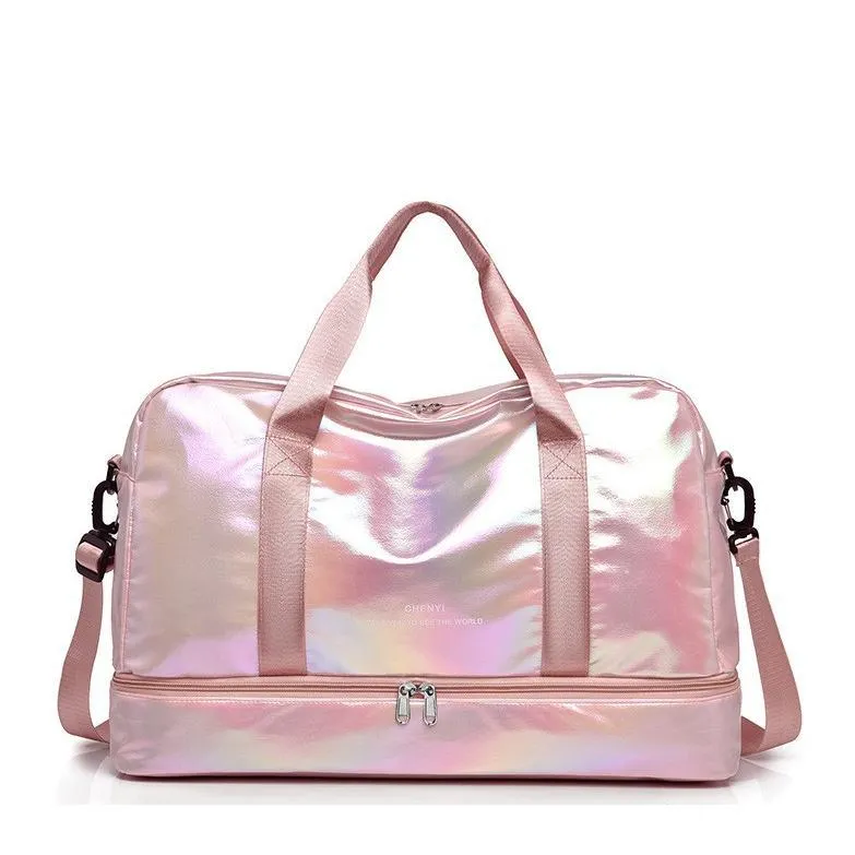 2023 nouveau Design étanche pliable week-end bagages sacs de voyage brillant irisé sac de sport Gym sac polochon