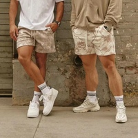 Shorts en jean personnalisés OEM Streetwear, denim épais délavé à l'acide avec impression sérigraphiée pour hommes