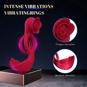 Nuovo 3 in1 maschio anello pene vibratore leccatura rosa vibratore Glans ritardata eiaculazione multifunzionale anello del rubinetto - Product Image 6
