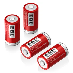 16340 750mAh EBL 충전식 배터리 3.7V 리튬 이온 배터리 팩