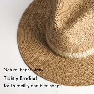 Chapeau Panama en paille à large bord SOLPOP pour homme et femme, pliable, Fedora, chapeau de soleil de plage UPF50+ - Product Image 3