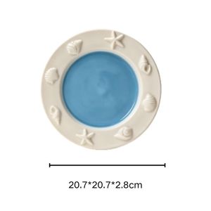 Assiette en céramique ODM&OEM avec motif coquillage et étoile de mer, série nautique océanique, assiette de service en porcelaine pour la maison et la restauration - Product Image 2