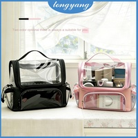Sac de maquillage transparent en TPU et PU, personnalisable avec logo, organisateur de voyage à compartiments, sangle réglable, trousse de toilette étanche – Vente en gros OEM