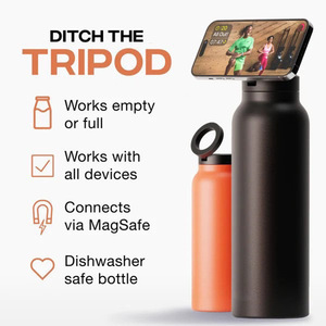 OEM Stainless Steel Insulated Water <b>Bottle</b> with Magnetic Phone Stand Large Capacity Sports Flask Handle and Straw Lid - Product Image 2