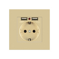 Prise murale allemande standard européenne UE 10A avec double ports USB, panneau en verre trempé, garantie 12 ans, utilisation universelle