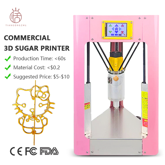 Food 3D Printer Automatic Sugar Painting 3D Printer with Auto Leveling for Commercial Cake Shop and Bakery Dessert Decoration