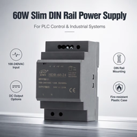 Alimentation électrique sur rail DIN mince 60W HDR-60, sortie CC 12V 24V, source d'alimentation à découpage CA pour contrôle PLC industriel