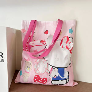 Sanli Sac d'école en toile de grande capacité pour étudiants et enseignants Sac de tweet à motif de dessin animé mignon avec bandoulière - Product Image 3