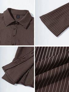 Toptan v yaka uzun kollu gömlek üst çizgili bluz kadın çizgili gömlek sonbahar uzun kollu düğme yukarı bluz rahat üst Tops - Product Image 2