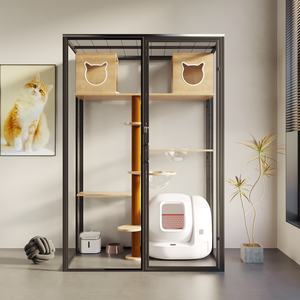 Luxe Mode Chat Villa Cage <span class=keywords><strong>Prix</strong></span> Usine Verre Trempé Pet House avec Motif D'impression pour Salon - Product Image 3