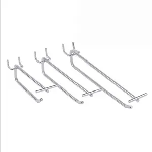 Siêu Thị Nhỏ Kim Loại Tường Đôi Dòng Móc Bán Lẻ Chrome Pegboard Dây Hiển Thị Hooks