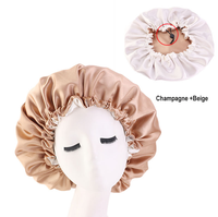 Bonnet de nuit en satin personnalisé en gros, double couche, en soie, avec logo personnalisé JSHOWHI HB-1, unisexe, toutes saisons