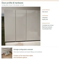 Meuble de cuisine ultra brillant, aménagement en L contemporain, boîtes en panneaux mélaminés, rangement coulissant et fournitures pour projets de villas