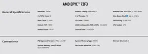 CPU AMD EPYC 72F3 non verrouillé remis à neuf 3.7GHz 8C/16T 128 Mo L2 Cache 180W SP3 Socket DDR4-3200MHz application serveur 64 bits - Product Image 3