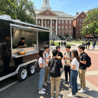 Chariot de 13 pieds entièrement vitré et entièrement équipé pour la vente de glaces, gaufres, café et crêpes - Food truck / Remorque alimentaire
