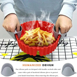Panier en silicone 2-en-1 divisé pour friteuse à air, résistant à la chaleur, antiadhésif, accessoires pour friteuses à air de 3 à 5 QT - Product Image 3