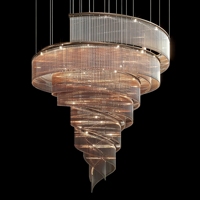 Lustre en spirale sur mesure, lampe suspendue LED moderne de luxe, luminaire en verre avec cadre doré pour hall d'hôtel, villa, escalier