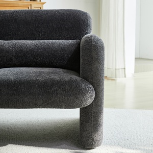 Canapé en tissu de velours carré moderne avec cadre en bois pour appartement chambre salle de lecture noir - Product Image 4