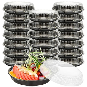 Plateau rond jetable en PS pour sushis, diamètre 290 mm, imprimé, avec couvercle transparent, qualité alimentaire, pour plats à emporter, conteneur pour sashimi, sans BPA - Product Image 1