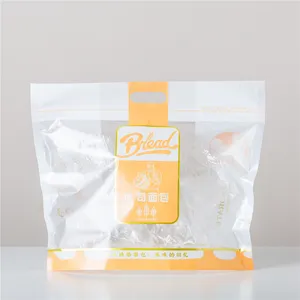 Custom printing clear toast bags zip lock plastic pouch bread packing bag