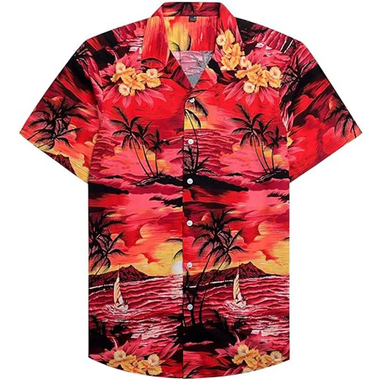 2024 חדש חם למכירה חופשה מותאם אישית לשני המינים חולצה הוואי חולצת קיץ חולצת חוף