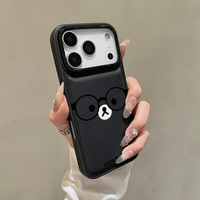 Coque de téléphone en silicone véritable antichoc avec motif ours mignon à lunettes pour iPhone 11 12 13 14 15 16 17 Pro Max