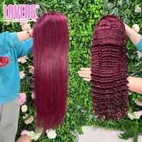 Wig Rambut India 99j Burgundy Transparan dengan Lace Front untuk Wanita, 13x4 Pre-Plucked Body Wave untuk Lace Frontal Panjang, Grosir Pabrik