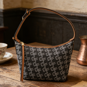 Bolso de Hombro de Mezclilla para Mujer, Bolso Tipo Hobo de Moda, Bolso con Cierre y Patrón, Bolso de Hombro Casual para Uso Diario - Product Image 1