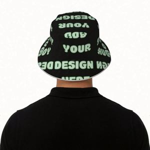 Customizable Denim Bucket Hat Wide Brim Breathable Sun Protection Cartoon <b>Leaf</b>/Plaid Pattern for Men Women's Fishing Adventures - Product Image 5