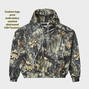 Sweat à capuche camouflage personnalisé en coton de haute qualité pour homme, coupe ample, imprimé et brodé, fonctionnel pour la chasse - Product Image 1