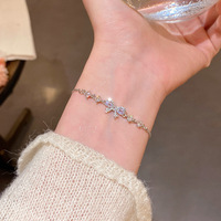 Bracelets en zircon avec nœud papillon, en cuivre, réglables, couleur argent, accessoire délicat pour filles, usage quotidien