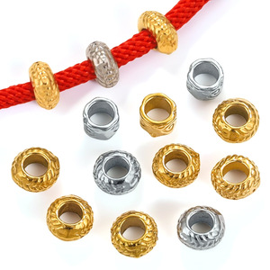 Wheel Pattern Large Hole <b>Beads</b> | 18K PVD Gold Plated Stainless Steel Round Spacer <b>Beads</b> for DIY <b>Bracelet</b> Necklace <b>Making</b> - Product Image 1