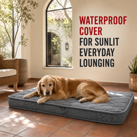 Matelas orthopédique pour chien Golden Retriever gris matelassé avec housse imperméable et lavable pour véranda ensoleillée