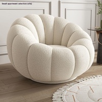Juego de sofás individuales modernos de lana de cordero estilo calabaza con opciones de color de reposapiés opcionales para uso en la sala de estar