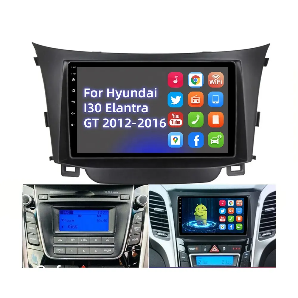 JYT 9 인치 와이파이 GPS 자동차 자동 비디오 2 Din 멀티 미디어 플레이어 현대 I30 Elantra GT 2012-2016