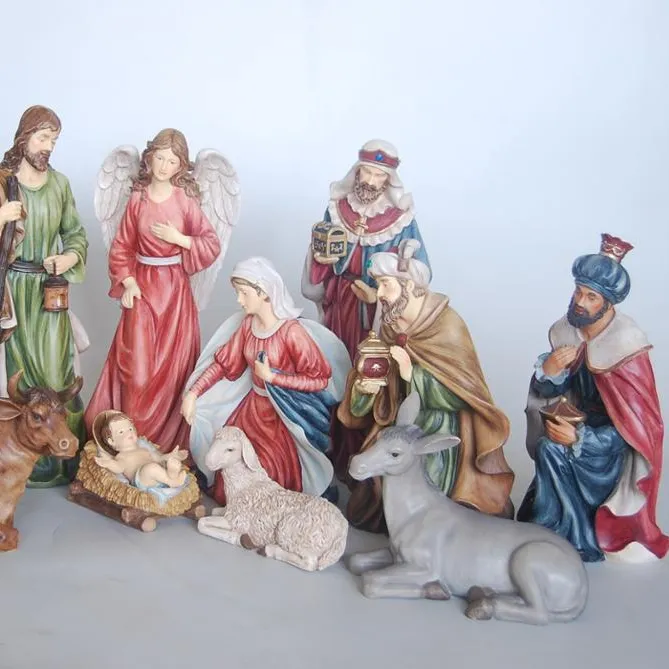 Heilige Familie und Drei Könige Inspirierende religiöse Weihnachts harz Krippe Set 8 Zoll Höhe