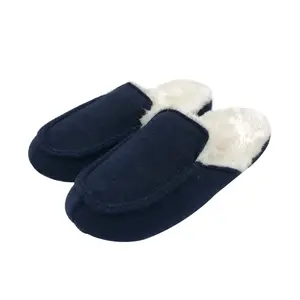 Customized comfortable anti-Slip winter men's handmade Moroccan babouche design wool felt wedge heel indoor slippers