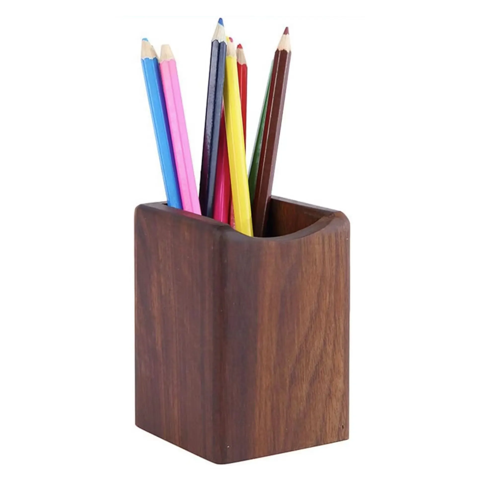Desain sederhana kotak pena Desktop kantor kotak pensil akselmatis tempat pena kayu