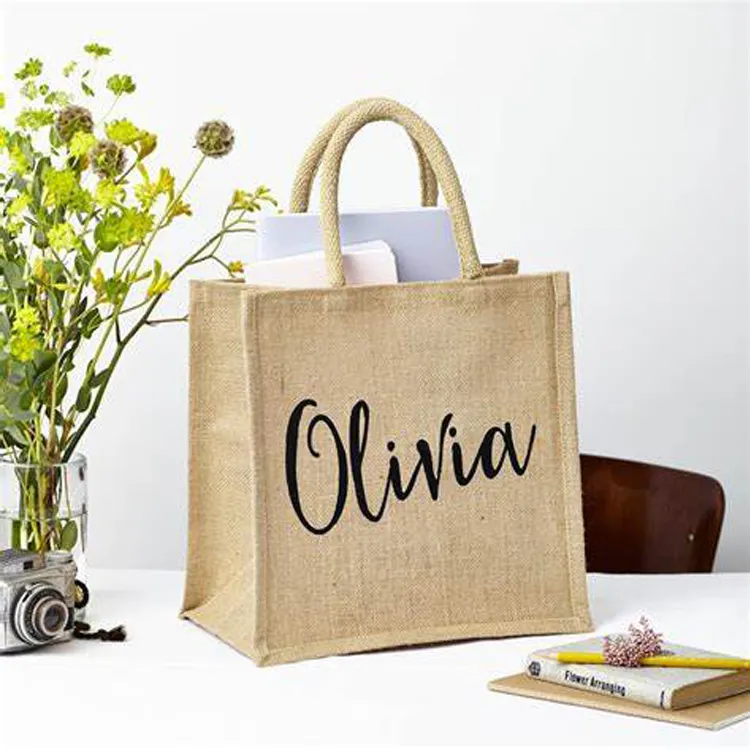 Produttori Shopping impermeabili In giappone thailandia Vietnam India verde nero grigio tela juta borsa da donna dal Bangladesh