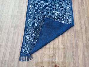 Handmade Indigo Cotton Dhurrie Rug <b>Block</b> Print Carpet Bohemian Floor Rug Home Decor - Product Image 1