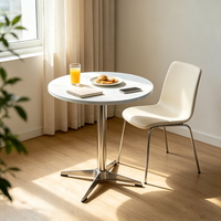 Table Basse Ronde Commerciale en Gros avec Piétement Métallique en X pour Bistro, Café, Appartement, Balcon, Bureau