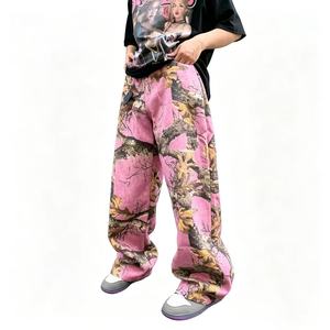 <span class=keywords><strong>Pantaloni</strong></span> Larghi Vintage con Stampa Mimetica Rosa Giungla, <span class=keywords><strong>Pantaloni</strong></span> Oversize a Gamba Larga per <span class=keywords><strong>Uomo</strong></span>, Stile Hip Hop Urbano Casual per Uso Quotidiano - Product Image 6