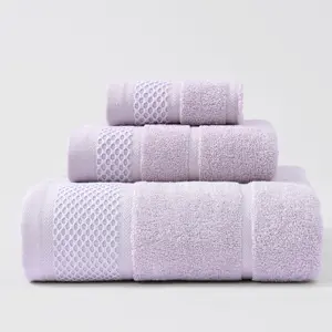 China Factory Wholesale 35*75 Cm 70*140 Cm Custom Logo Package Hand Face Bath Towels Sets 100% Pure Cotton 3 Pieces Towel Set