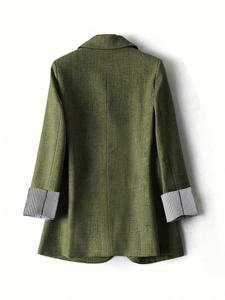 Giacca da <span class=keywords><strong>donna</strong></span> con risvolto <span class=keywords><strong>a</strong></span> <span class=keywords><strong>righe</strong></span> griglie Patchwork <span class=keywords><strong>a</strong></span> maniche lunghe giacca elegante - Product Image 2