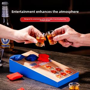 Набор для игры в корнхол FUKE: деревянный стол для игр в помещении, игра для вечеринок и питья, включает игровую доску, рюмки, мешочки с наполнителем. - Product Image 2