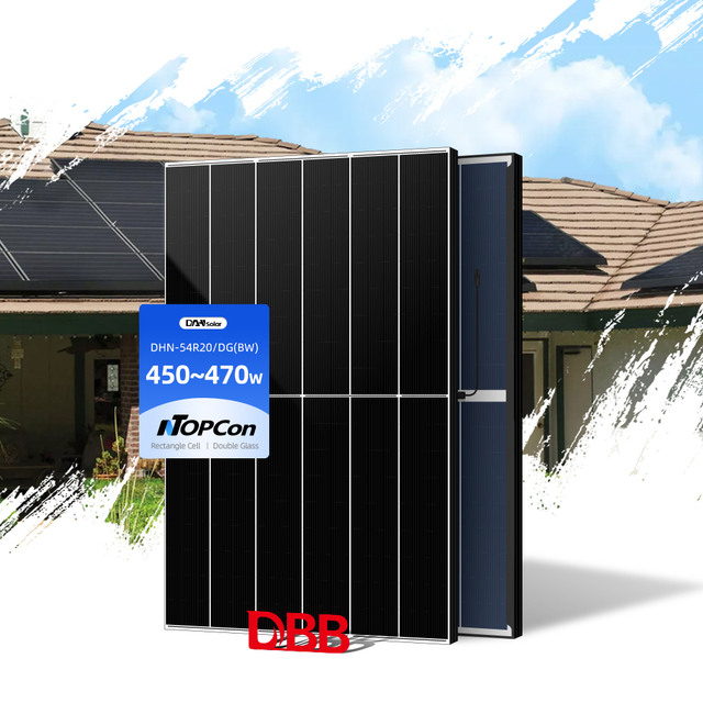 High Efficiency TW Solar Panels N-type Topcon 435W 440W 445W 450W Pv Panels Bificial Black Frame Solar Panels for Home Roof