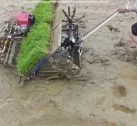Transplanteur de riz à 4 rangs avec moteur à essence, semoir manuel pour rizières humides