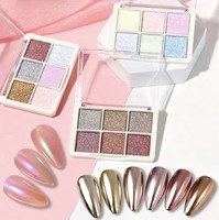 Palette de 6 couleurs de poudre chromée miroir solide, pigment métallique pour ongles, logo personnalisé, vente en gros en vrac, emballage OEM pris en charge