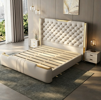 Lit plateforme moderne King Size avec tête de lit réglable en cuir, rembourré en PU, écologique, de haute qualité, garantie 5 ans