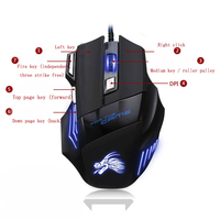 Souris de jeu X3 7D USB optique filaire RGB avec positionnement optique DPI5500, réglage à quatre vitesses pour ordinateurs de jeu